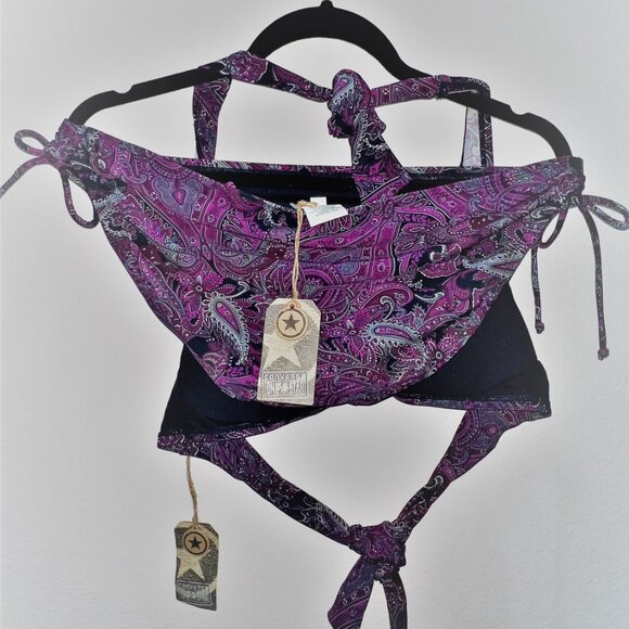 NWT Women's Converse One Star Paisley Print Purple & Pink Bikini Swim set XL - Picture 7 of 9